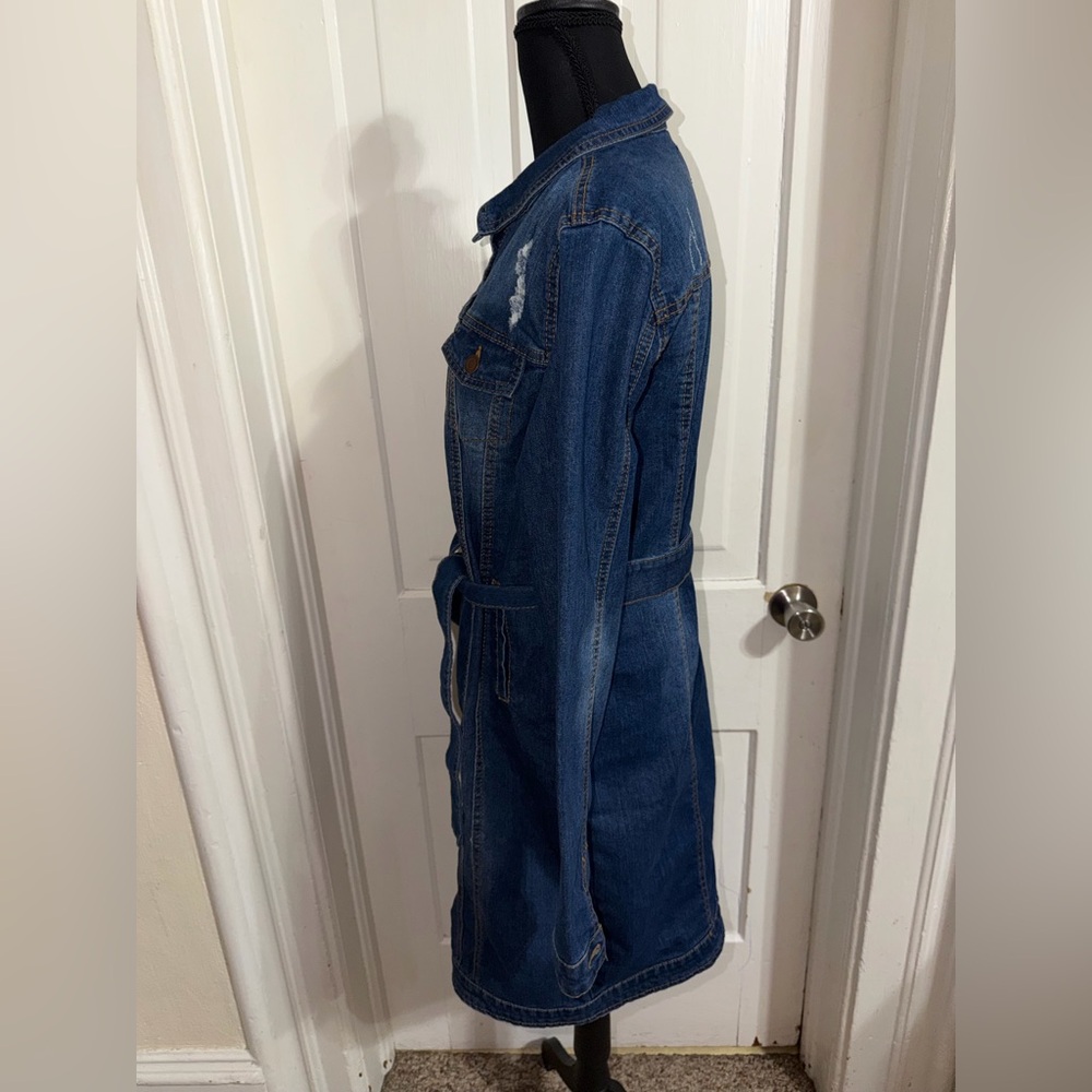 Women's XL dress jean dress Denim‎ Button-Up Belt casual work fun party - Picture 4 of 5